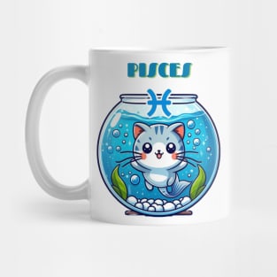 Pisces Zodiac Cat Mug